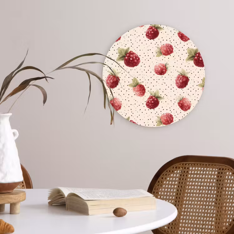 Framboos - Stippen - Rood Wandcirkel kunststof plaat 5mm dik klein 188 -sfeer4