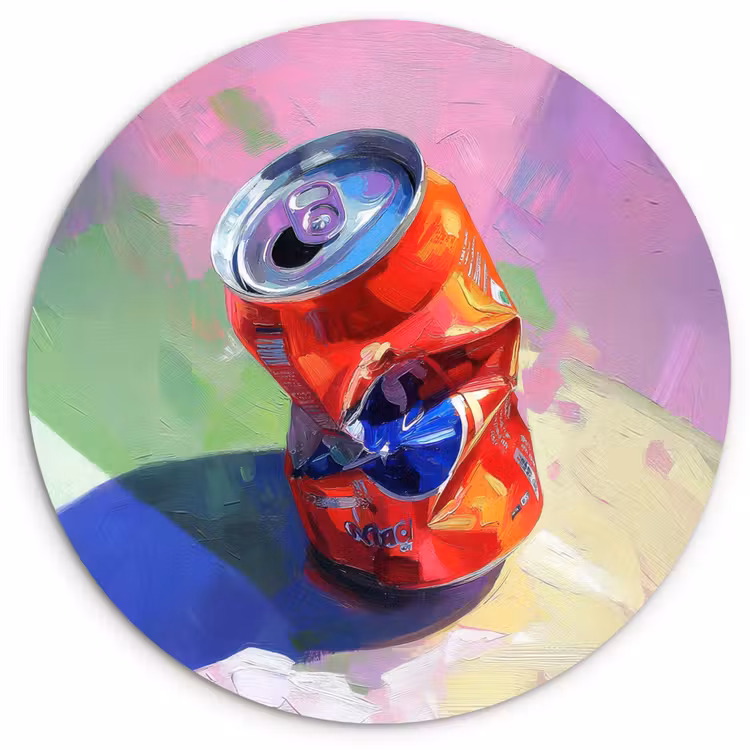 Frisdrank - Blik - Paars Wandcirkel kunststof plaat 5mm dik klein -3d