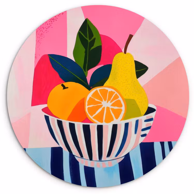 Fruit - Abstracte achtergrond - Roze Wandcirkel kunststof plaat 5mm dik klein -3d