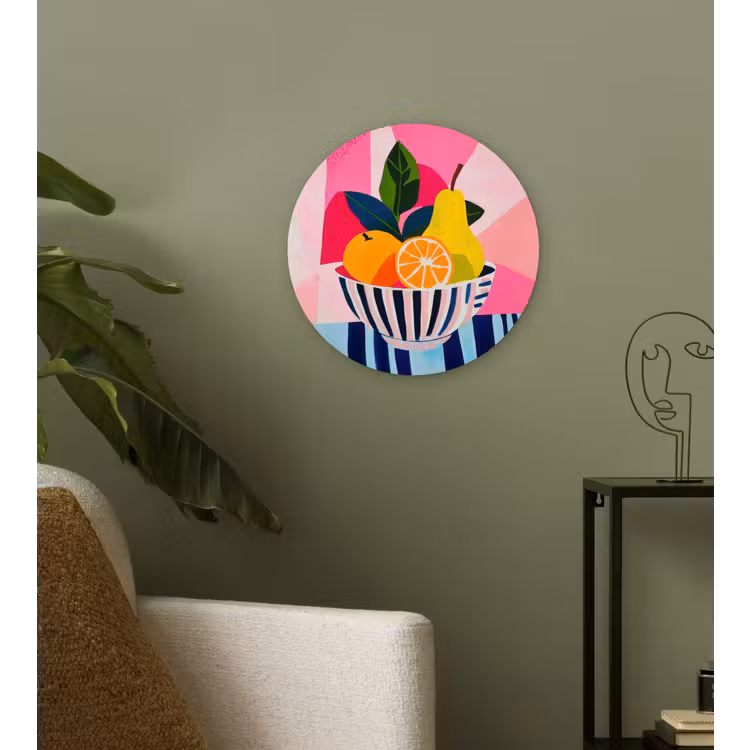 Fruit - Abstracte achtergrond - Roze Wandcirkel kunststof plaat 5mm dik klein -sfeer3