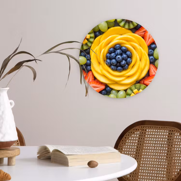 Fruit - Arrangement - Gezond - Kleurrijk - Eten Wandcirkel kunststof plaat 5mm dik klein -sfeer4