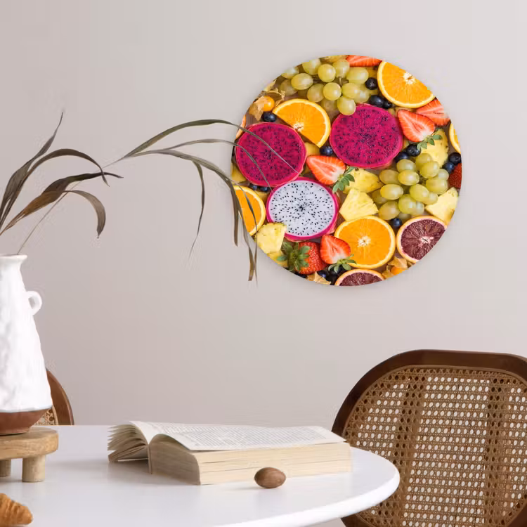 Fruit - Assortiment - Kleurrijk - Gezondheid Wandcirkel kunststof plaat 5mm dik klein -sfeer4