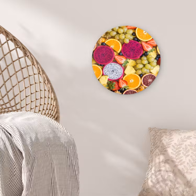 Fruit - Assortiment - Kleurrijk - Gezondheid Wandcirkel kunststof plaat 5mm dik klein -sfeer5