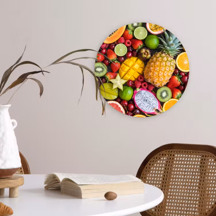Fruit - Assortiment - Vers - Gezond - Kleurrijk Wandcirkel kunststof plaat 5mm dik klein -sfeer4