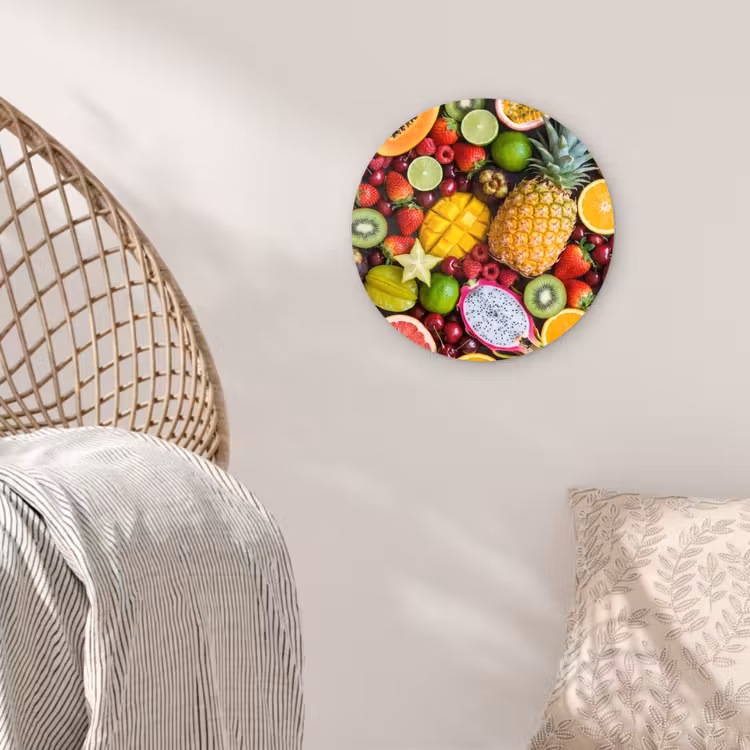 Fruit - Assortiment - Vers - Gezond - Kleurrijk Wandcirkel kunststof plaat 5mm dik klein -sfeer5