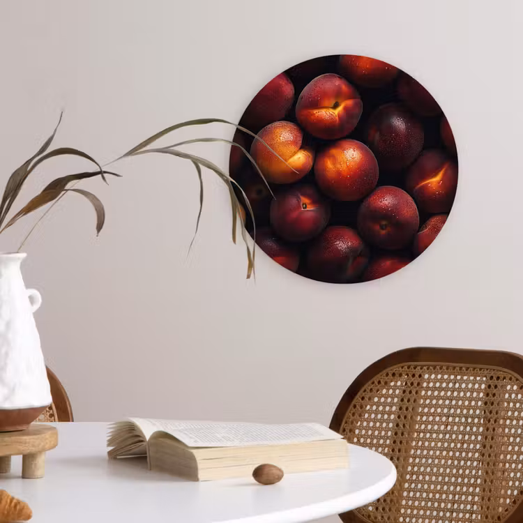 Fruit - Close up - Nectarines Wandcirkel kunststof plaat 5mm dik klein -sfeer4