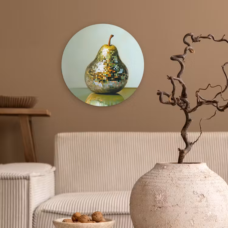 Fruit - Disco - Art - Glitter Wandcirkel kunststof plaat 5mm dik klein -sfeer1