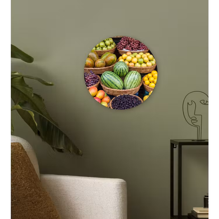 Muurcirkel - Fruit - Markt - Kleurrijk - Fruit - Markt - Kleurrijk Wandcirkel kunststof plaat 5mm dik klein
