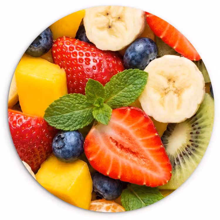 Fruit - Plakjes - Eten - Kleurrijk Wandcirkel kunststof plaat 5mm dik klein -3d