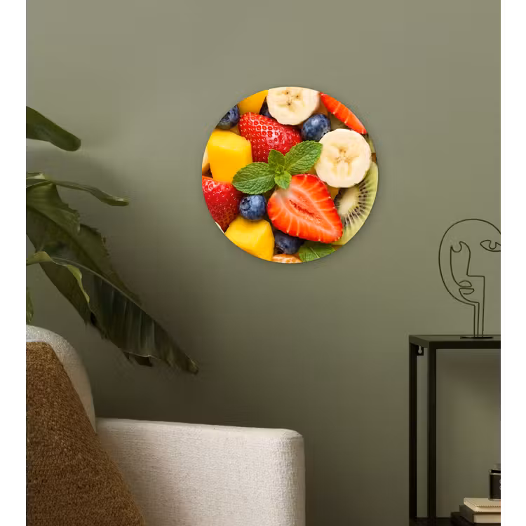 Fruit - Plakjes - Eten - Kleurrijk Wandcirkel kunststof plaat 5mm dik klein -sfeer3