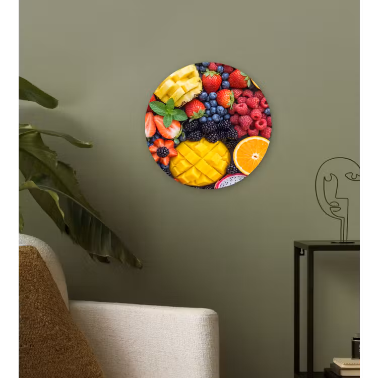 Fruit - Vers - Kleurrijk - Eten Wandcirkel kunststof plaat 5mm dik klein -sfeer3