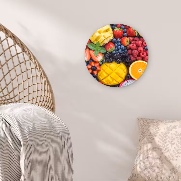 Fruit - Vers - Kleurrijk - Eten Wandcirkel kunststof plaat 5mm dik klein -sfeer5
