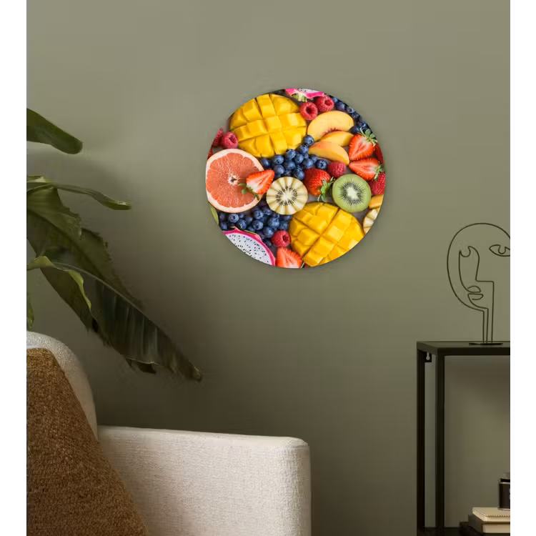 Fruit - Versneden - Kleurrijk - Eten - Gezond Wandcirkel kunststof plaat 5mm dik klein -sfeer3