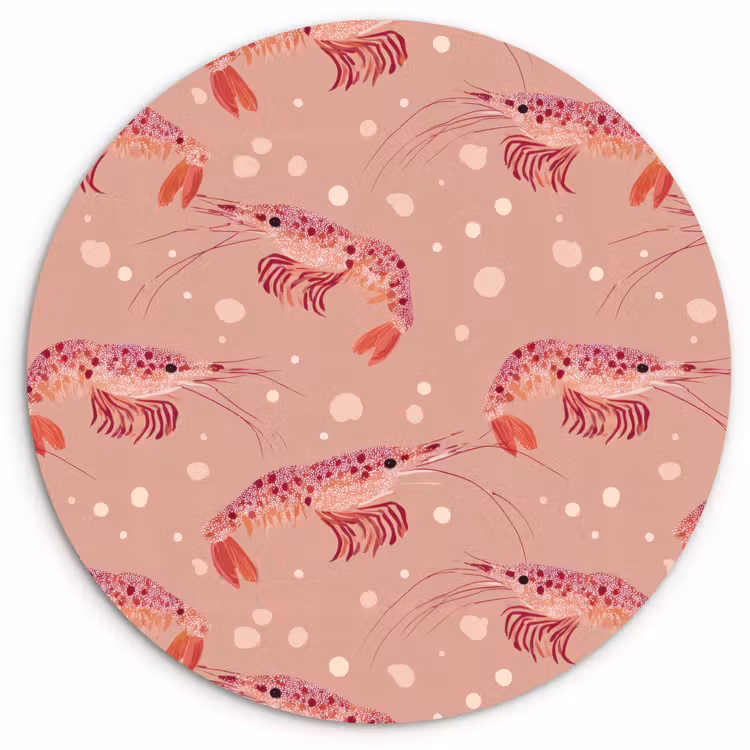 Garnalen - Stippen - Roze Wandcirkel kunststof plaat 5mm dik klein 188 -3d