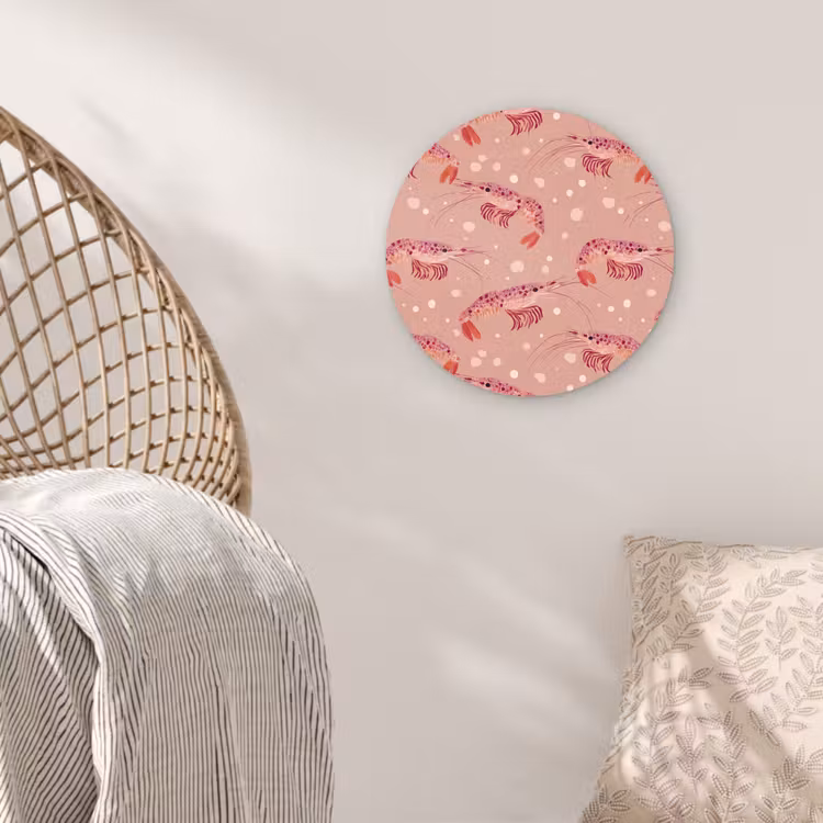 Garnalen - Stippen - Roze Wandcirkel kunststof plaat 5mm dik klein 188 -sfeer5
