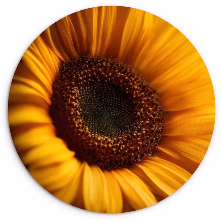 Geel - Zonnebloem - Zomers Wandcirkel kunststof plaat 5mm dik klein -3d