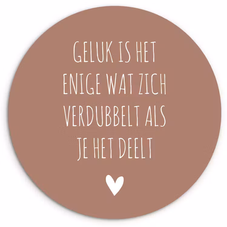 Geluk is het enige wat zich verdubbelt - Quotes - Spreuken Wandcirkel kunststof plaat 5mm dik klein -3d