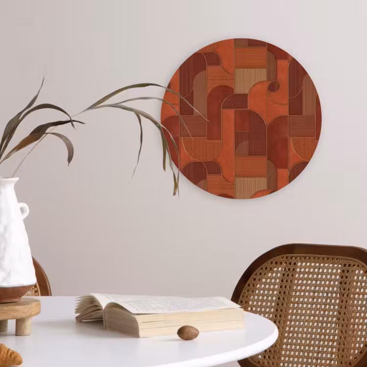 Geometrisch - Abstract - Textuur - Bruin Wandcirkel kunststof plaat 5mm dik klein 188 -sfeer4