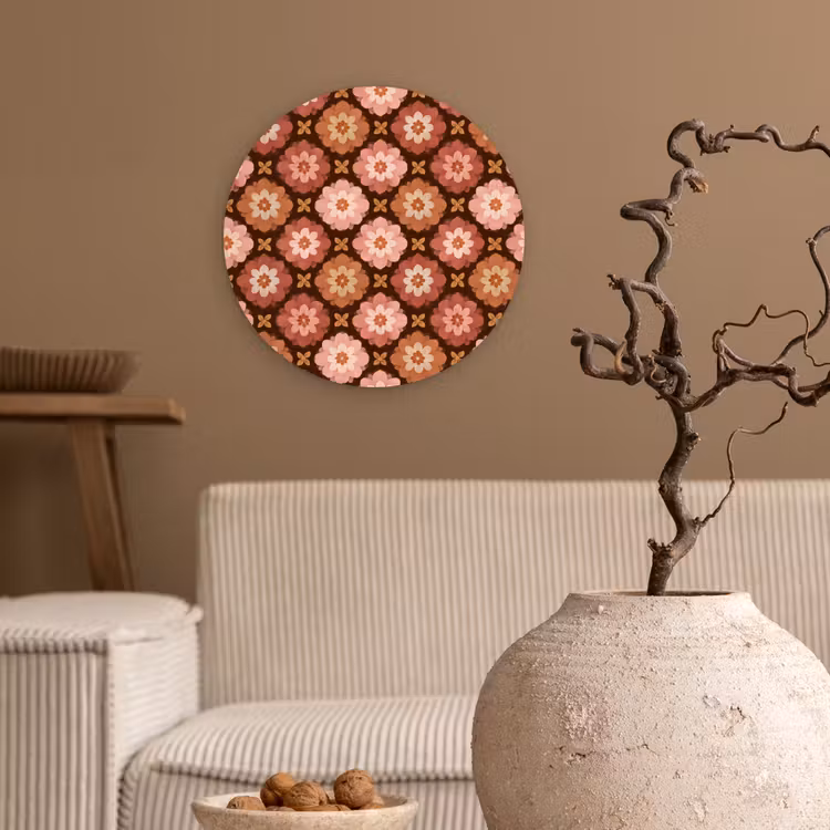 Geometrisch - Bloemen - Kleurrijk Wandcirkel kunststof plaat 5mm dik klein 188 -sfeer1