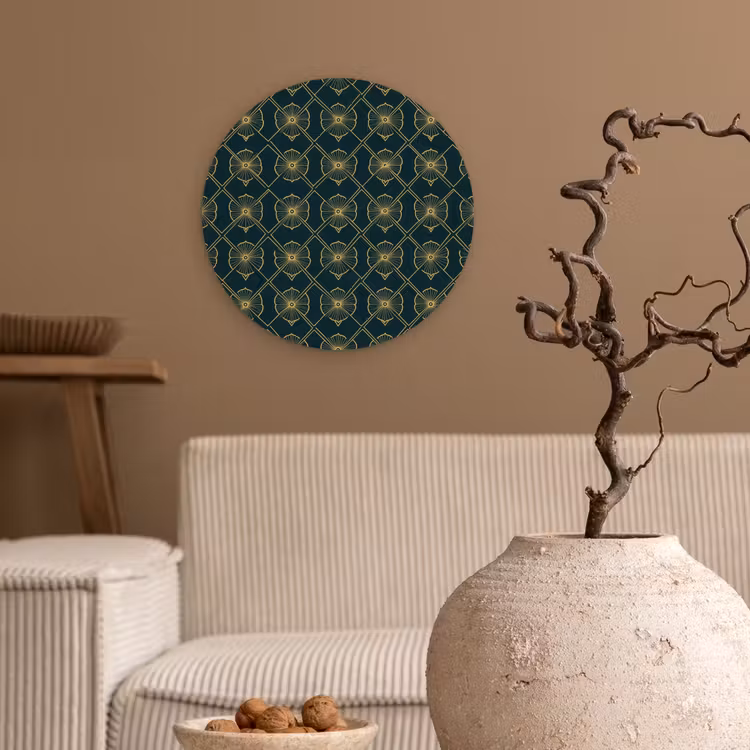 Geometrisch - Elegant - Groen Wandcirkel kunststof plaat 5mm dik klein 188 -sfeer1