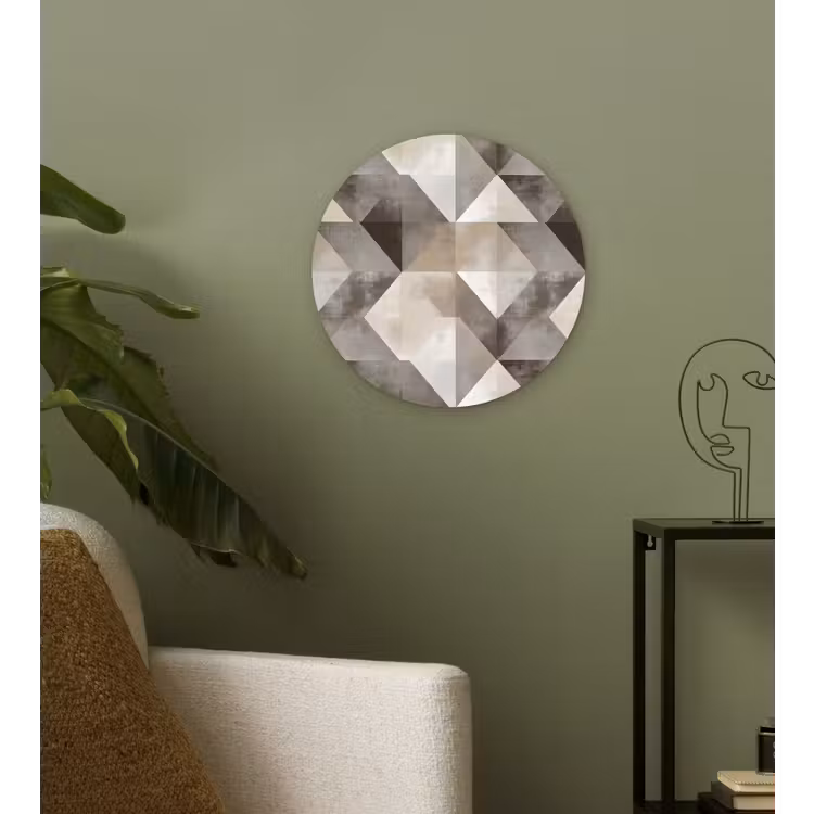 Geometrisch - Motief - Aardetinten Wandcirkel kunststof plaat 5mm dik klein 188 -sfeer3