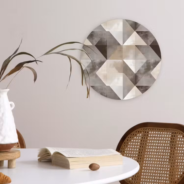 Geometrisch - Motief - Aardetinten Wandcirkel kunststof plaat 5mm dik klein 188 -sfeer4