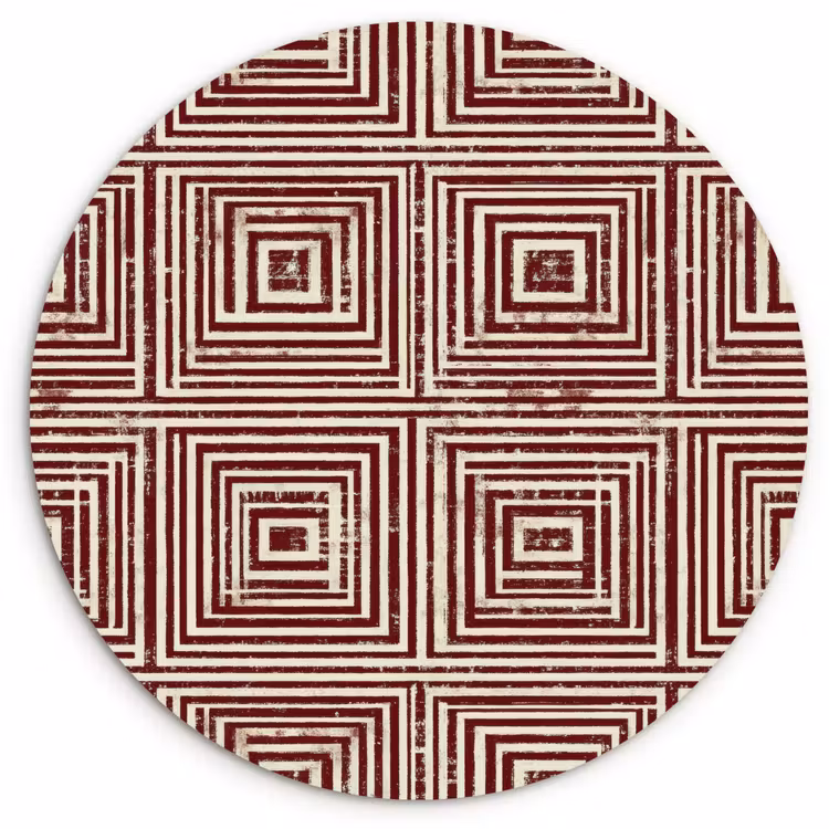 Geometrisch - Patroon - Rood Wandcirkel kunststof plaat 5mm dik klein 188 -3d