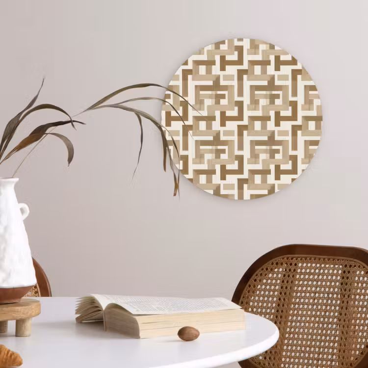 Geometrisch - Retro - Bruin Wandcirkel kunststof plaat 5mm dik klein 188 -sfeer4