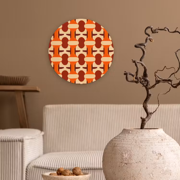 Geometrisch - Retro - Oranje Wandcirkel kunststof plaat 5mm dik klein 188 -sfeer1