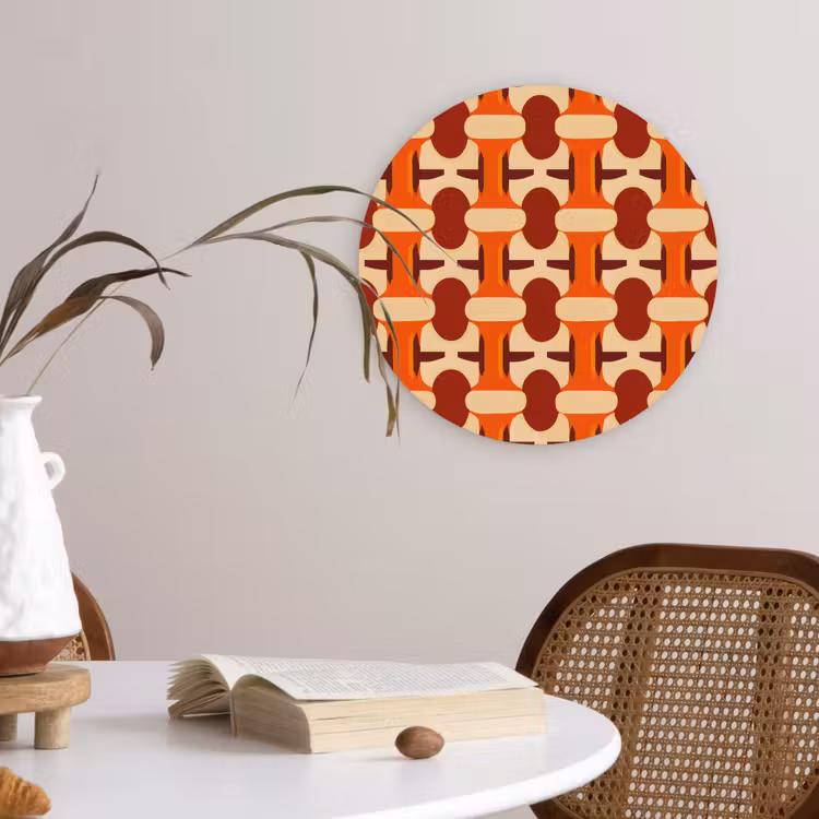 Geometrisch - Retro - Oranje Wandcirkel kunststof plaat 5mm dik klein 188 -sfeer4
