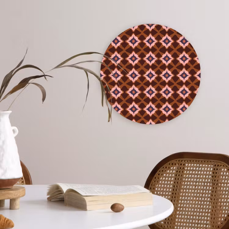 Geometrisch - Sierlijk - Bruin Wandcirkel kunststof plaat 5mm dik klein 188 -sfeer4