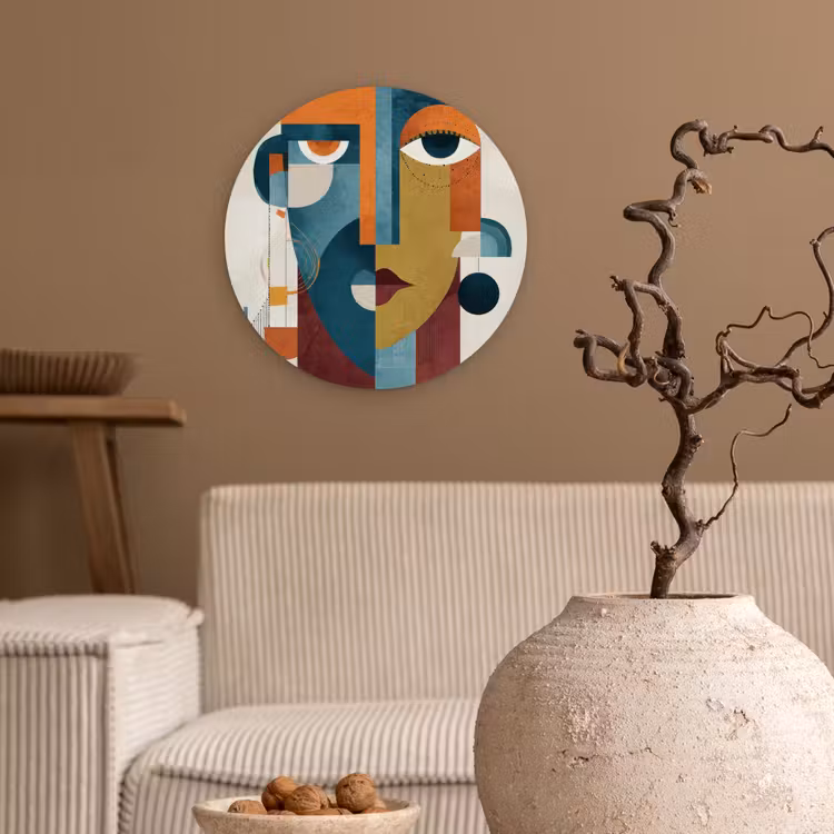 Geometrisch - Strakke vormen - Kleurrijk Wandcirkel kunststof plaat 5mm dik klein -sfeer1