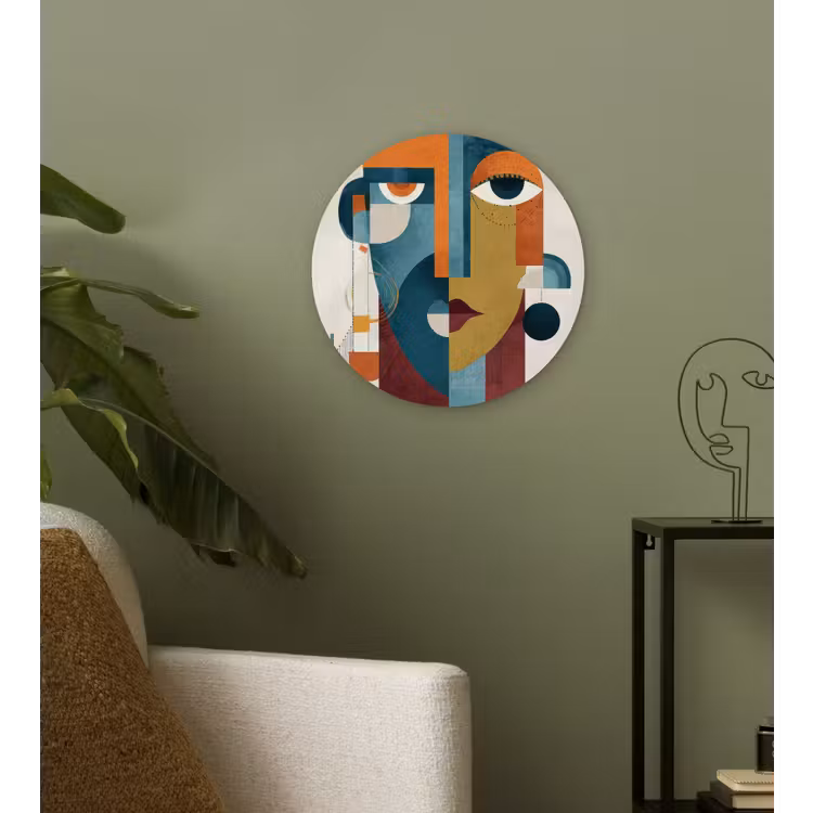 Geometrisch - Strakke vormen - Kleurrijk Wandcirkel kunststof plaat 5mm dik klein -sfeer3