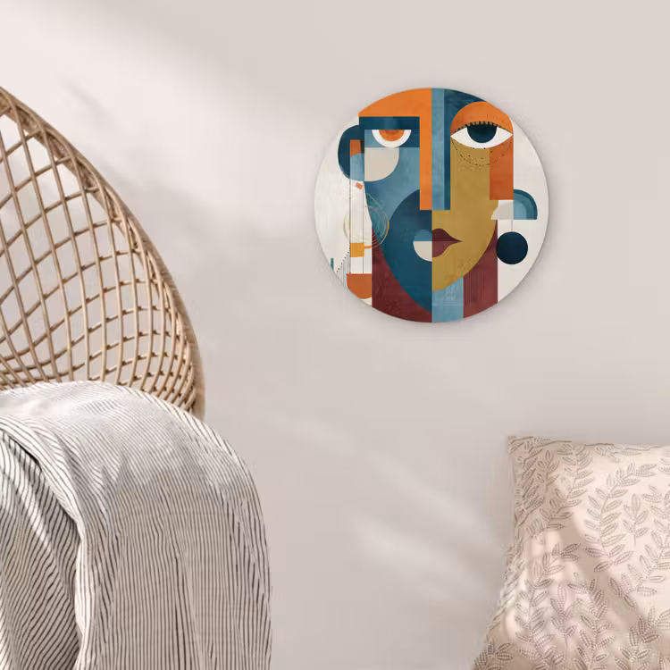 Geometrisch - Strakke vormen - Kleurrijk Wandcirkel kunststof plaat 5mm dik klein -sfeer5