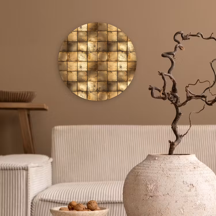 Geometrisch - Tegels - Goud Wandcirkel kunststof plaat 5mm dik klein 188 -sfeer1