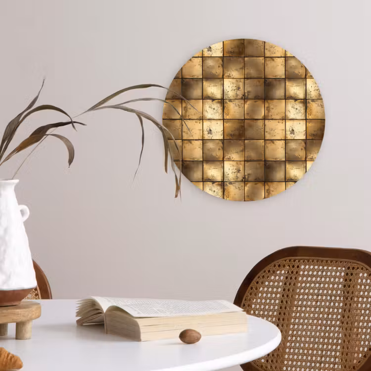 Geometrisch - Tegels - Goud Wandcirkel kunststof plaat 5mm dik klein 188 -sfeer4