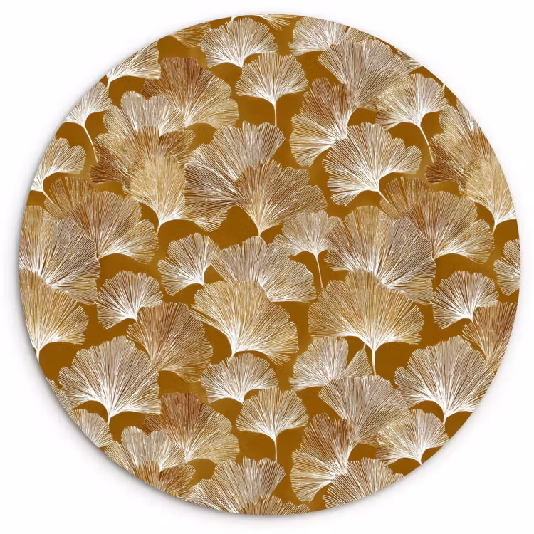 Ginkgo - Bladeren - Goud Wandcirkel kunststof plaat 5mm dik klein 188 -3d