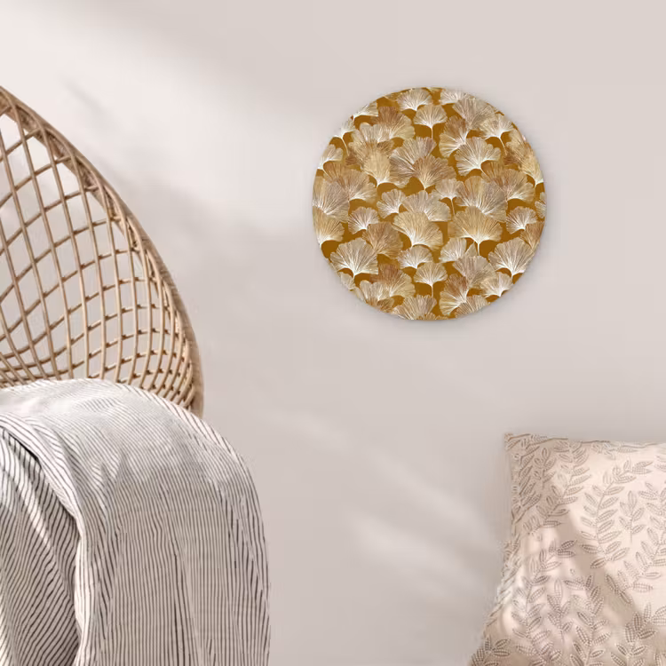 Ginkgo - Bladeren - Goud Wandcirkel kunststof plaat 5mm dik klein 188 -sfeer5