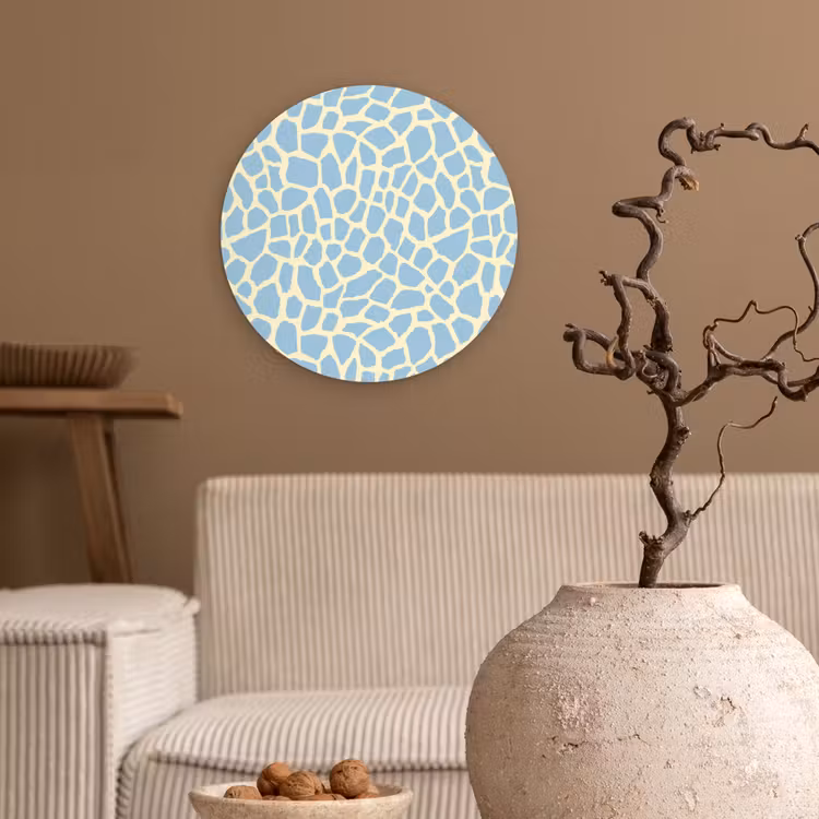 Giraf - Modern - Blauw Wandcirkel kunststof plaat 5mm dik klein 188 -sfeer1