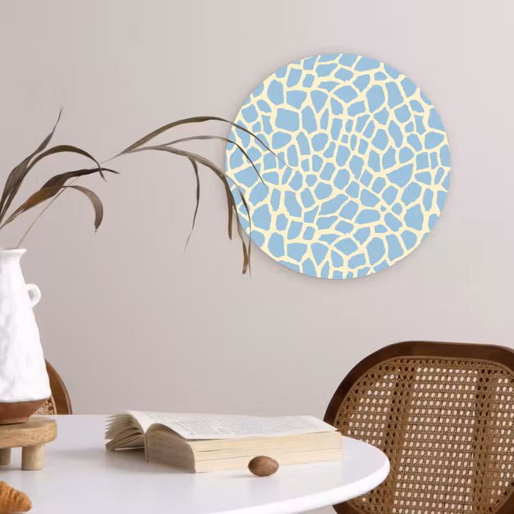 Giraf - Modern - Blauw Wandcirkel kunststof plaat 5mm dik klein 188 -sfeer4