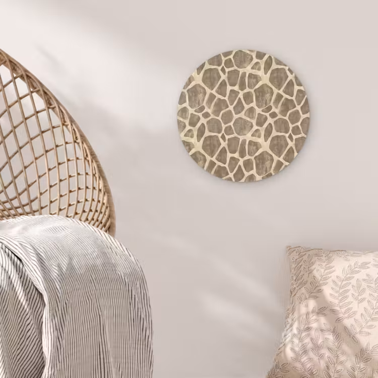 Giraf - Patroon - Beige - Bruin Wandcirkel kunststof plaat 5mm dik klein 188 -sfeer5
