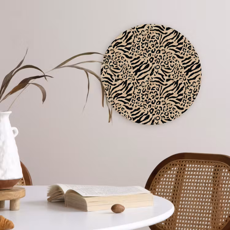 Giraf - Zebra - Motief - Bruin Wandcirkel kunststof plaat 5mm dik klein 188 -sfeer4