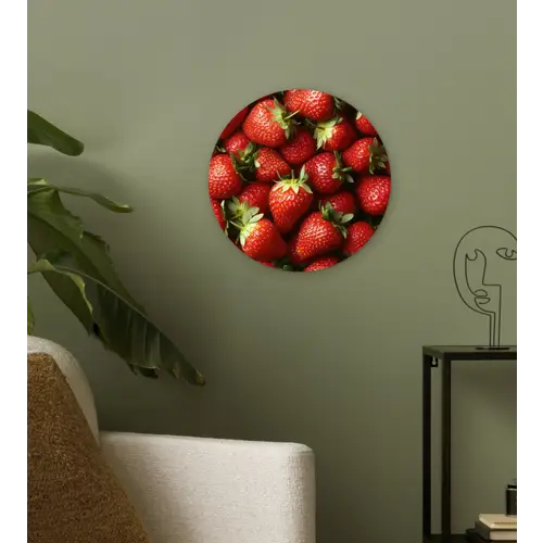 Aardbei - Fruit - Rood Wandcirkel plexiglas klein -sfeer3