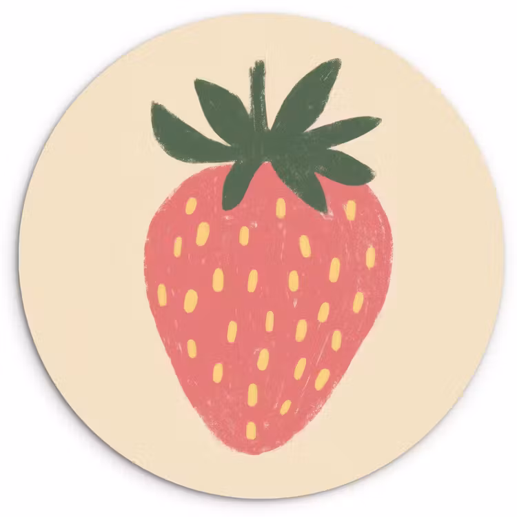 Aardbei - Minimalistisch - Rood - Fruit Wandcirkel plexiglas klein -3d