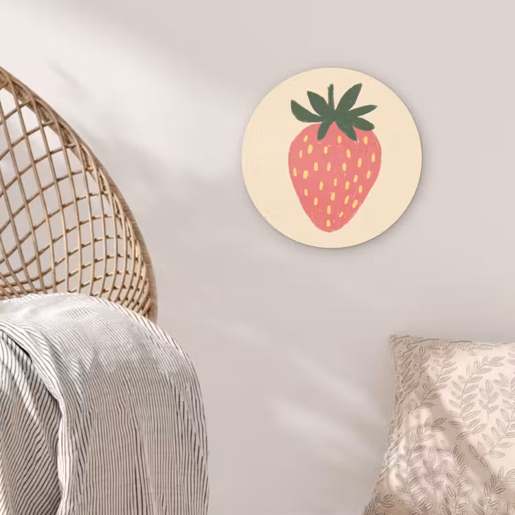 Aardbei - Minimalistisch - Rood - Fruit Wandcirkel plexiglas klein -sfeer5