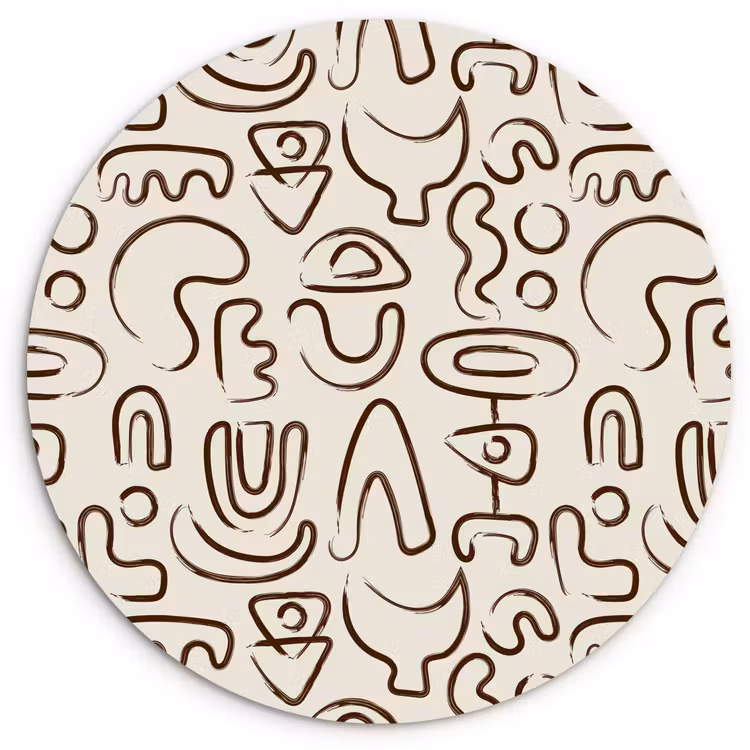 Abstract - Beige - Patroon - Donkerbruin Wandcirkel plexiglas klein 852 -3d