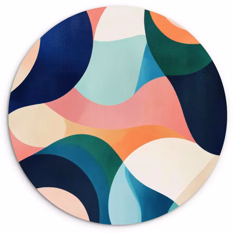 Abstract - Blauw - Roze Wandcirkel plexiglas klein -3d