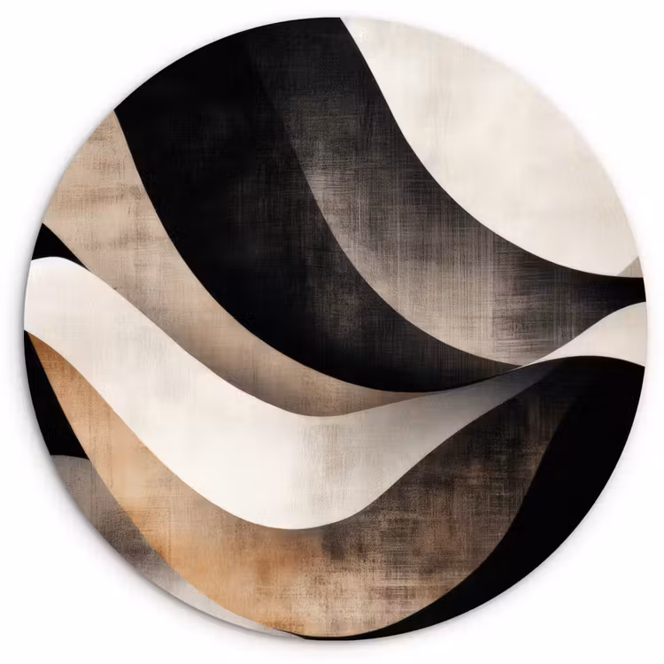 Abstract - Golven - Zwart - Verweerd Wandcirkel plexiglas klein -3d