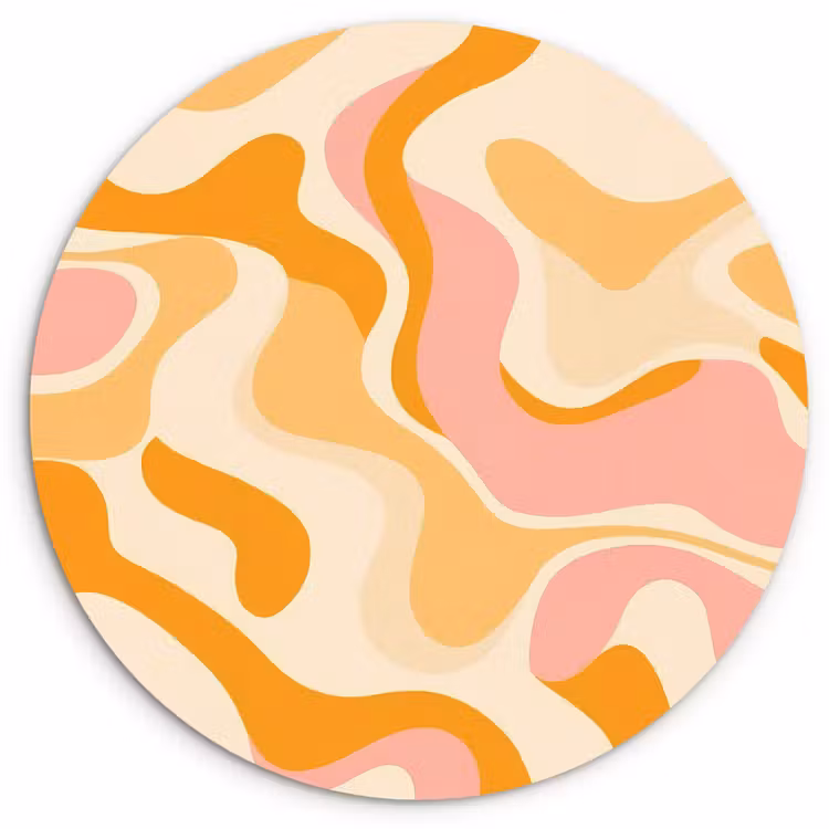 Abstract - Golvend - Oranje Wandcirkel plexiglas klein -3d