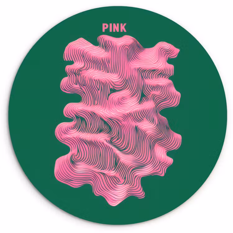 Abstract - Pink - Lijnen - Groen Wandcirkel plexiglas klein -3d